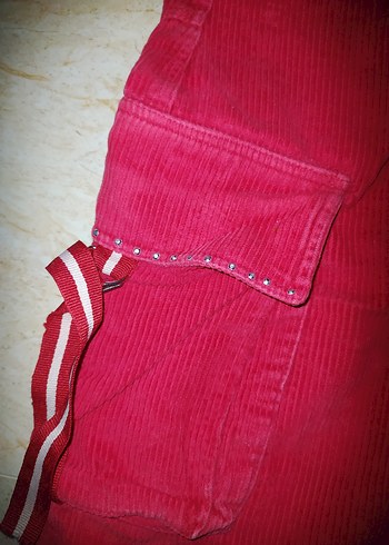 Kırmızı Süet Kemerli Mini Etek - Görsel 4