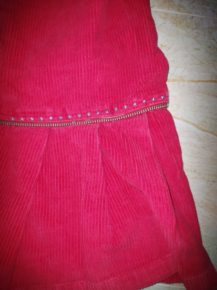 Kırmızı Süet Kemerli Mini Etek - Görsel 3