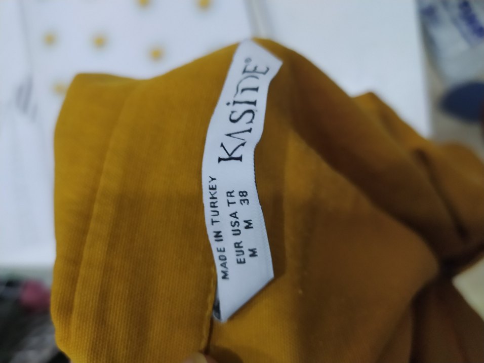 Düğmeli Sarı Midi Rahat Elbise - Görsel 2