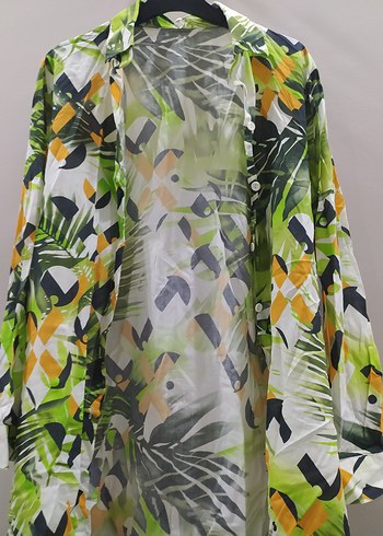 Uzun Kesim Renkli Batik Desenli Kadın Gömlek - Görsel 6