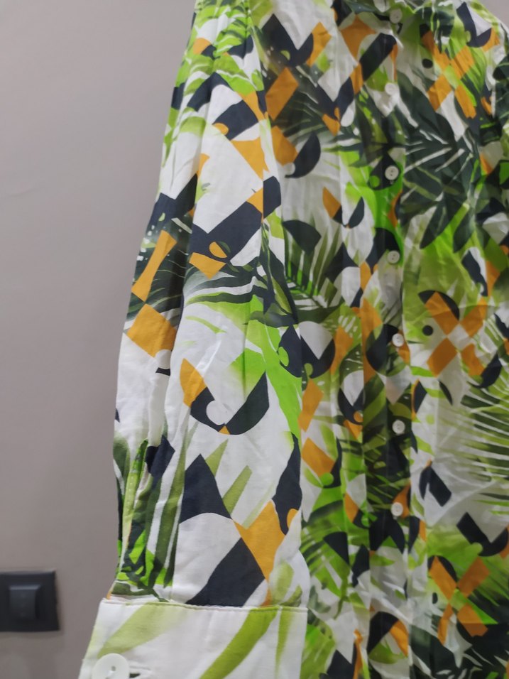 Uzun Kesim Renkli Batik Desenli Kadın Gömlek - Görsel 2