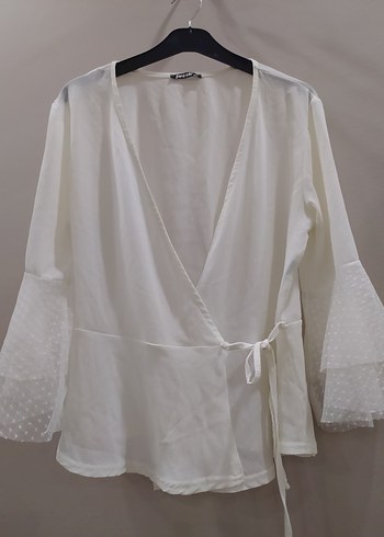 Beyaz Kayık Yaka Kadın gömlek - Görsel 4