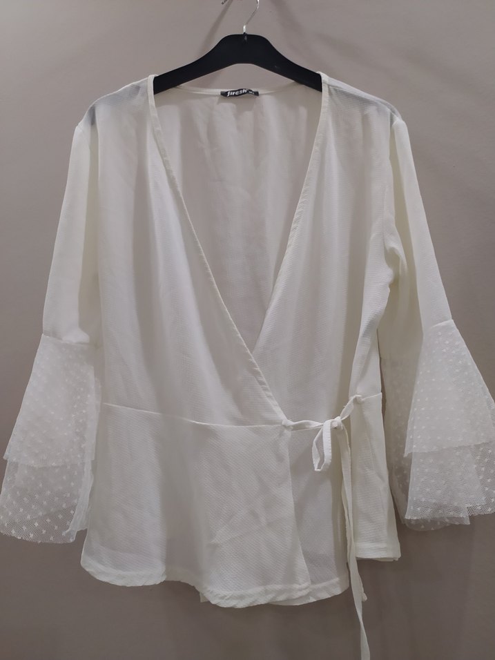 Beyaz Kayık Yaka Kadın gömlek - Görsel 4