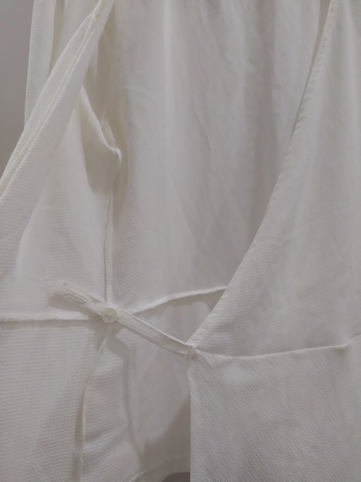Beyaz Kayık Yaka Kadın gömlek - Görsel 3