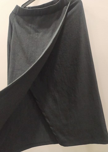 Kadın Siyah Keten Pileli etek - Görsel 4