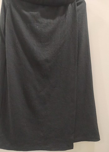 Kadın Siyah Keten Pileli etek - Görsel 3