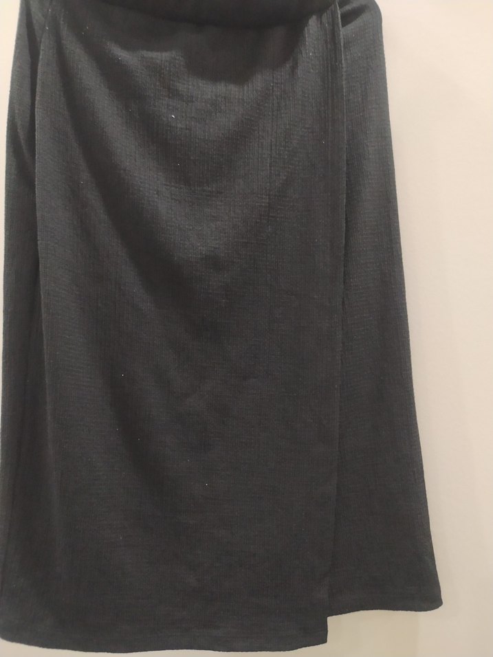 Kadın Siyah Keten Pileli etek - Görsel 3