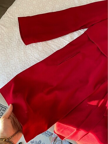 xl Beden kırmızı Renk kırmızı kruvaze ceket