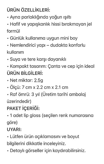  Beden Cappuvini Mirror Shine Mini Lip Gloss 05