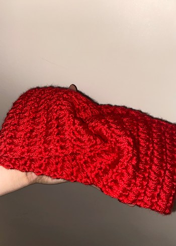 Kırmızı Örgü bandana - Görsel 2