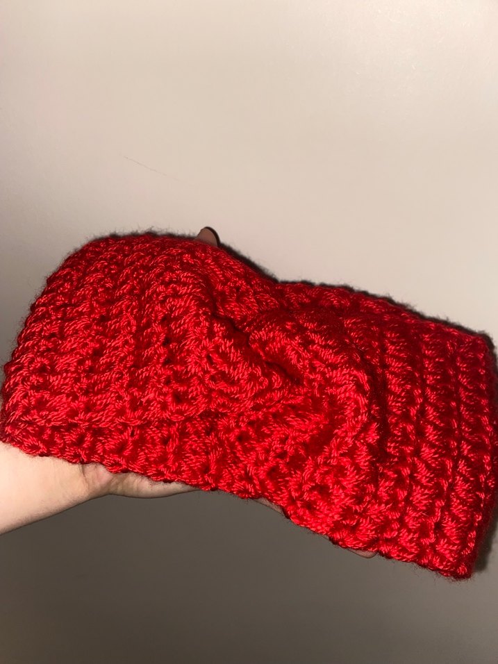 Kırmızı Örgü bandana - Görsel 2