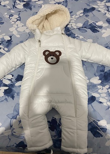 Diğer Kürklü Kapüşonlu Beyaz Bebek astronot mont