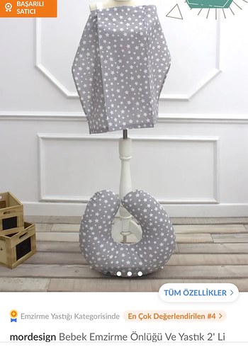 Gri Emzirme Yastığı ve Emzirme Örtüsü Seti - Görsel 7