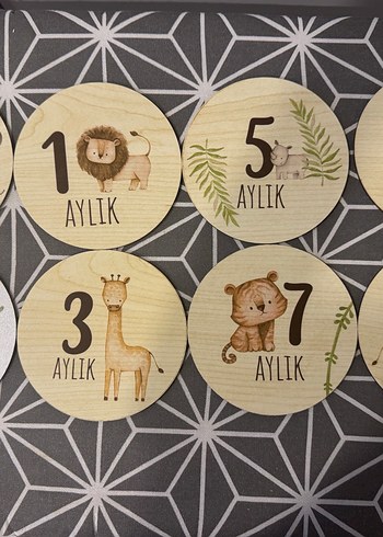 Ahşap Bebek Dönüm Noktası Kartları (Ay ay) - Görsel 2