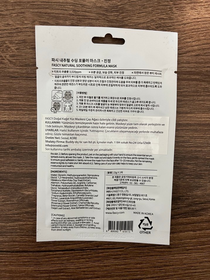 Fascy Natural Soothing Formula Mask Saç Maskesi - Görsel 2