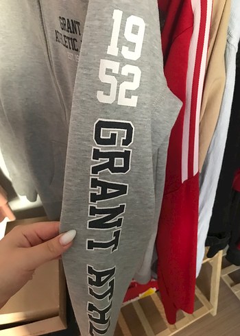 m Beden gri Renk Kapüşonlu Fermuarlı Gri Sweatshirt