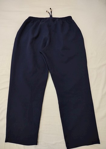 Lacivert Belden lastikli Kadın Bilek boy Kumaş Pantolon - Görsel 2