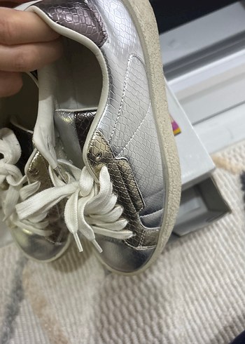 Beyaz Gri Kadın Günlük Spor Ayakkabı - Görsel 5