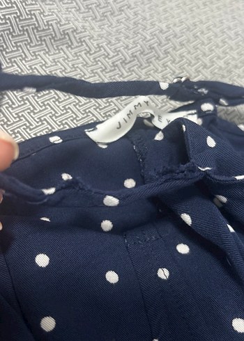 Lacivert Puantiyeli Uzun Askılı Elbise - Görsel 3