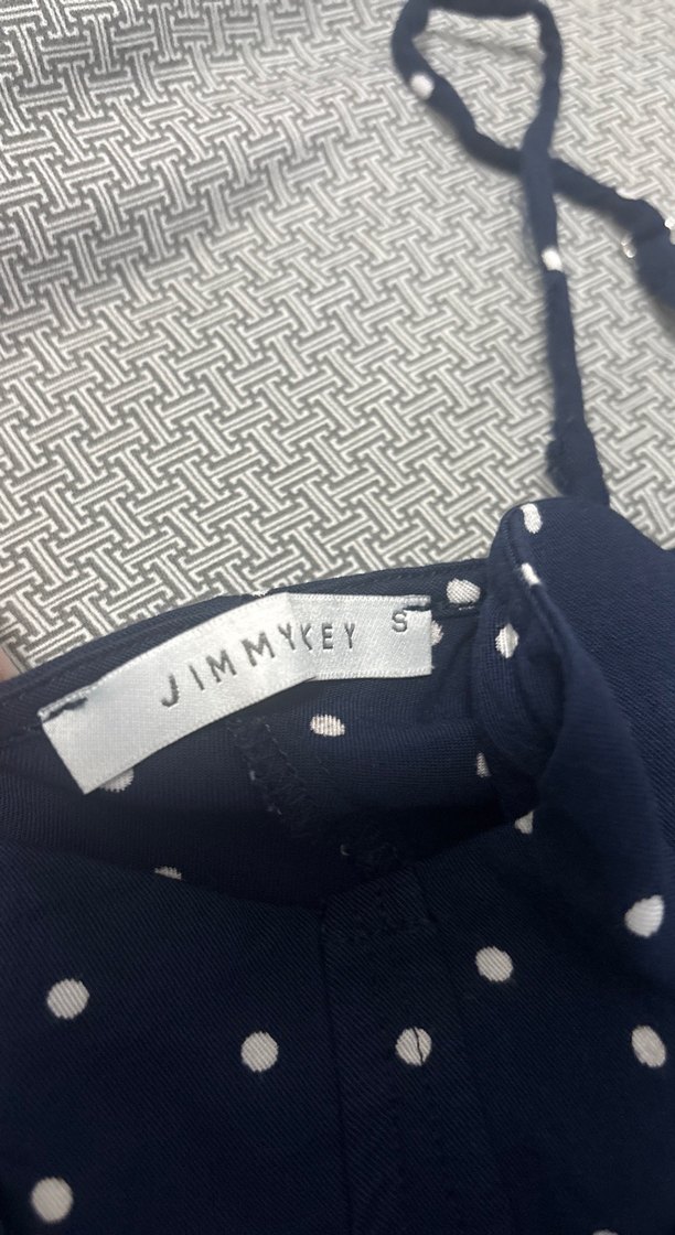 Lacivert Puantiyeli Uzun Askılı Elbise - Görsel 2