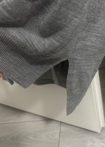 Gri Kadın Midi Uzun Kollu Örgü Hırka - Görsel 5