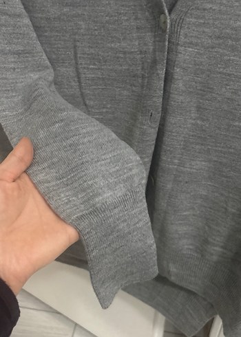 Gri Kadın Midi Uzun Kollu Örgü Hırka - Görsel 3