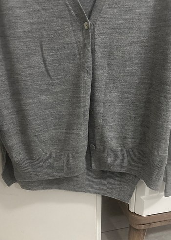 Gri Kadın Midi Uzun Kollu Örgü Hırka - Görsel 4