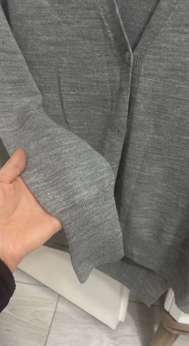 Gri Kadın Midi Uzun Kollu Örgü Hırka - Görsel 3