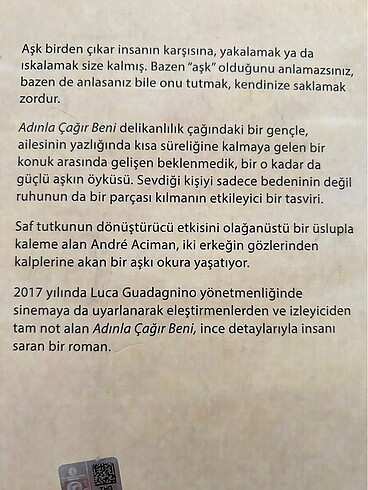  Beden Call Me By Your Name ve devam kitabi
