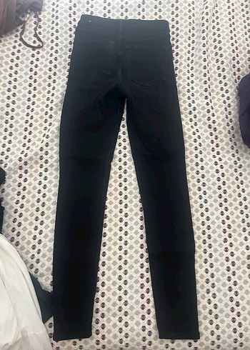 Düğmeli Siyah Kadın Skinny Jean