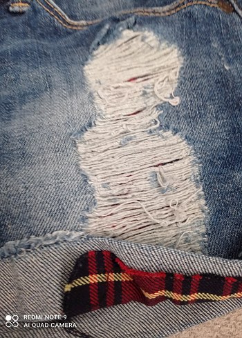 xs Beden mavi Renk Renkli Batik Desenli Kadın Denim Mini Şort