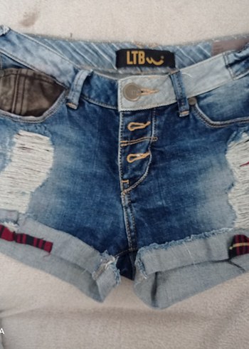 Renkli Batik Desenli Kadın Denim Mini Şort