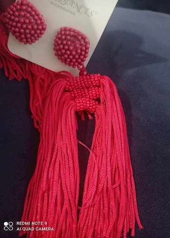Diğer Uzun Kırmızı Püsküllü Bohem Küpe