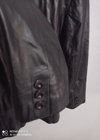 Düğmeli Siyah Deri Kadın Ceket - Görsel 6