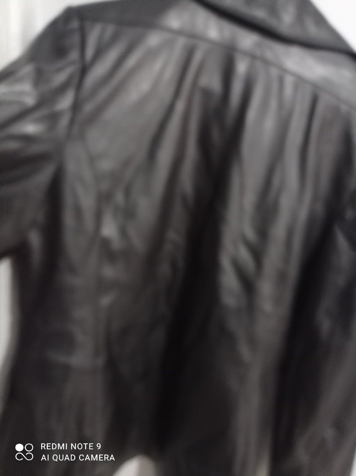 Düğmeli Siyah Deri Kadın Ceket - Görsel 2