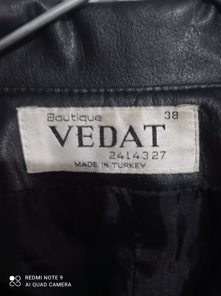 Düğmeli Siyah Deri Kadın Ceket - Görsel 3