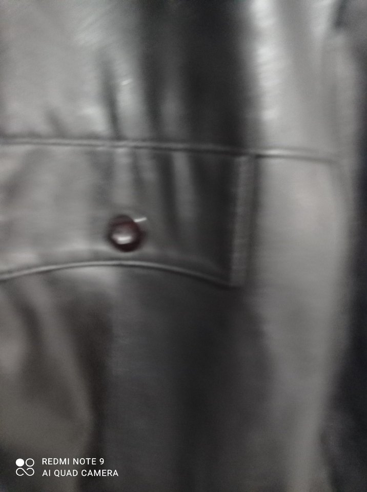 Düğmeli Siyah Deri Kadın Ceket - Görsel 4