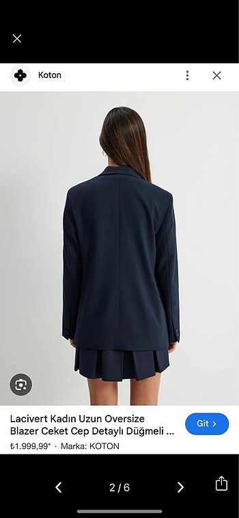 Koton Koton Lacivert Blazer Ceket