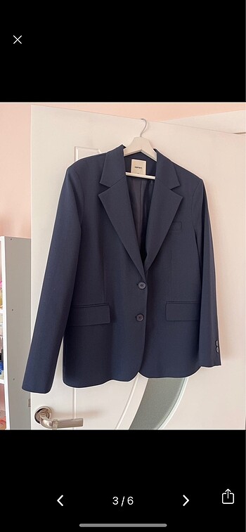 40 Beden Koton Lacivert Blazer Ceket