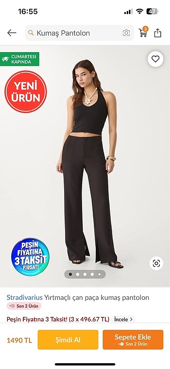 Stradivarius Yırtmaçlı Kumaş Pantolon