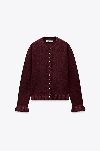 Zara Fırfırlı Triko Hırka