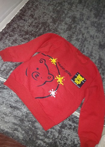 Kız Çocuk Kırmızı Baskılı Sweatshirt