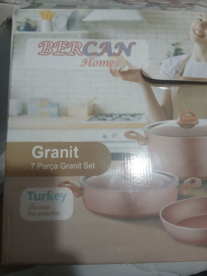 Bercan Granit 7 Parça Beyaz Tencere Seti - Görsel 2