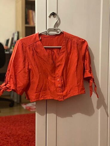 Crop Bluz - Nar Çiçeği