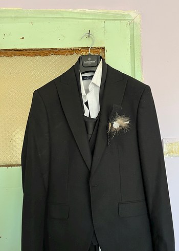 s Beden Düğmeli Siyah Klasik Damat Takımı