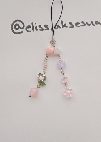 Pembe Boncuklu Çiçekli Kadın Charm - Görsel 2