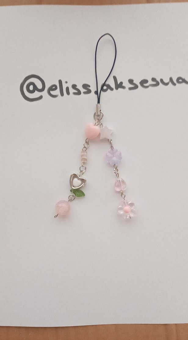 Pembe Boncuklu Çiçekli Kadın Charm - Görsel 2