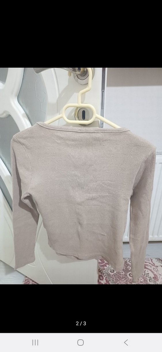 Bej Uzun Kollu Kadın Bluz - Görsel 2