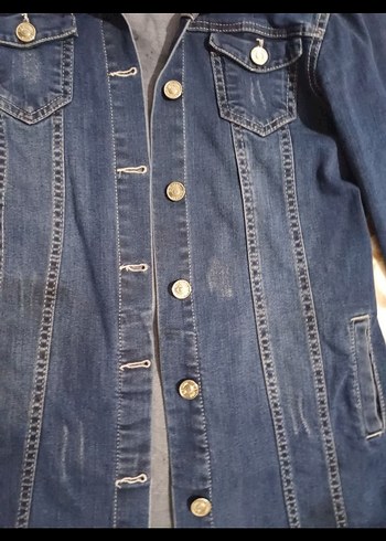 Kadın Lacivert Düğmeli Denim Ceket - Görsel 4