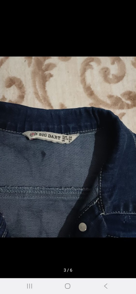 Kadın Lacivert Düğmeli Denim Ceket - Görsel 5